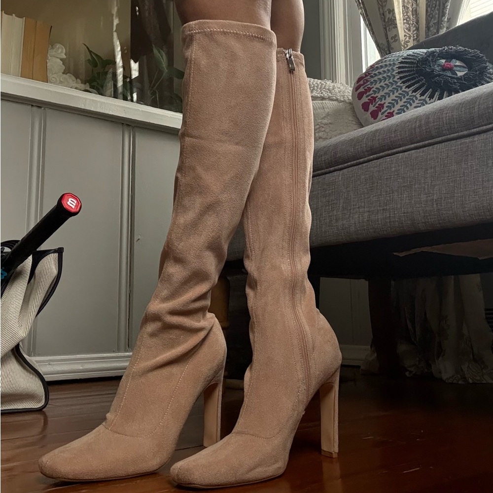 Chic Beige Knee High Boots